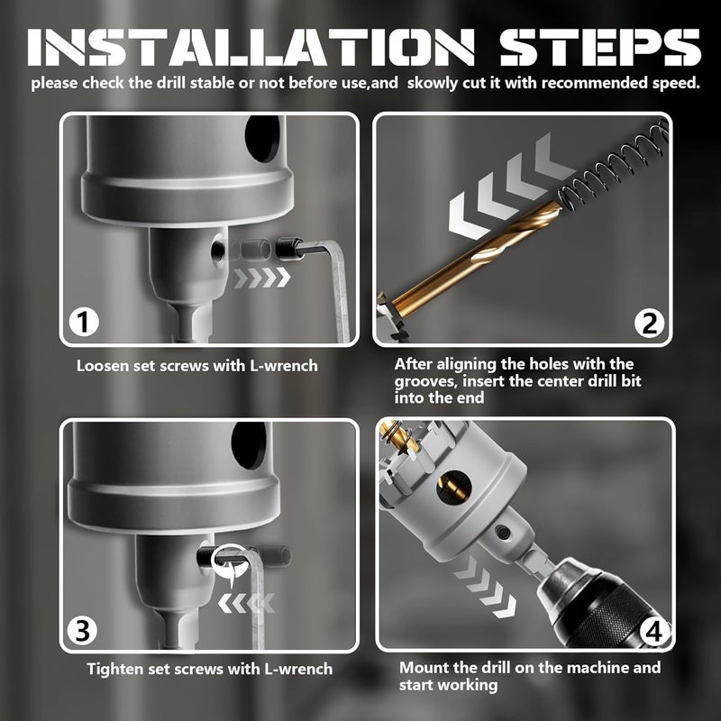 GSTK Hole Saw 8 PCS, Hole Saw for Metal, TCT Hole Cutter, 6Drill Saws with 2* Extra Pilot Center Bits, 2* Springs for Metal, Iron and Stainless Steel, Hard Materials - Image 5